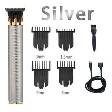 Load image into Gallery viewer, Cordless Close Cutting T-Blade Clipper - USB Rechargeable T9 Baldheaded Hair Trimmer Electric Shaver 0mm Men Barber Cutting Machine